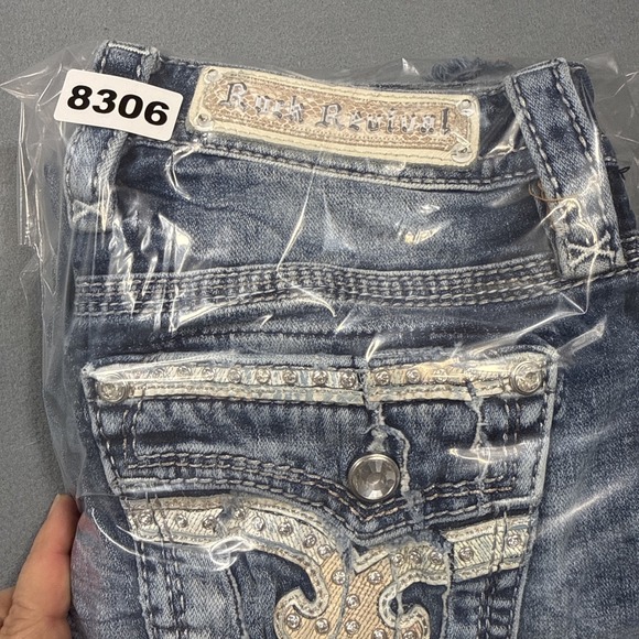 Rock Revival Arjean Easy Ankle Skinny Jeans Buckle Womens 28 Stretch RHINESTONE - Picture 12 of 13